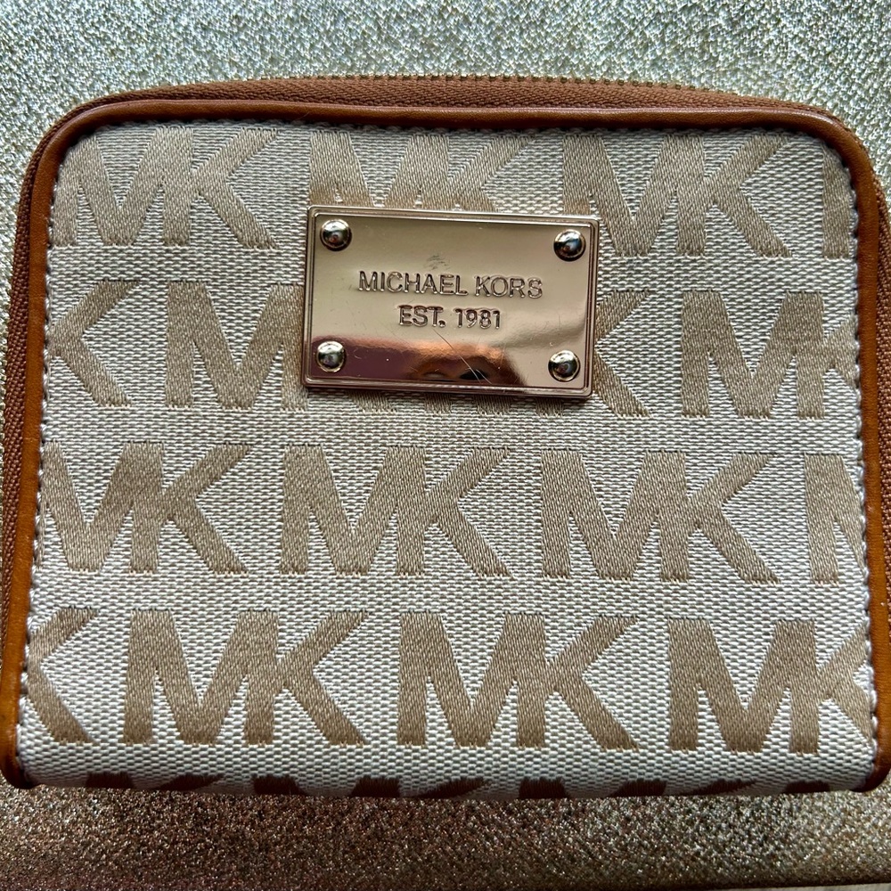 Michael Kors Beige and Brown Wallet